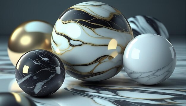 Sphere marble balls as a durable and timeless background material Generative AI