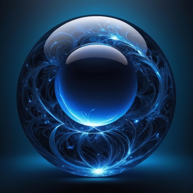 a sphere with a blue background and a black sphere with a blue sphere with a space for a blue backgr