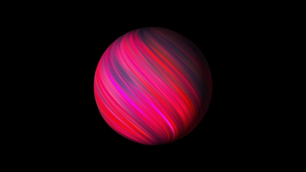 Sphere with bright glowing lines on black 3d render background computer generating