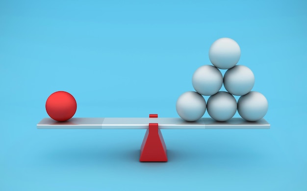 Photo spheres balancing on a seesaw