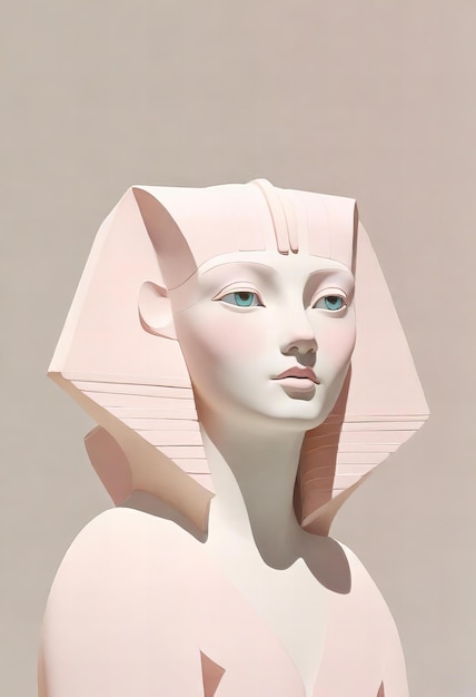 A sphinx statue against a white backdrop