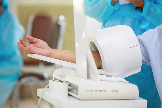 sphygmomanometer or blood pressure monitor in hospital