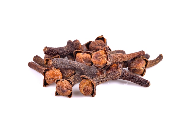 Spice cloves on white background