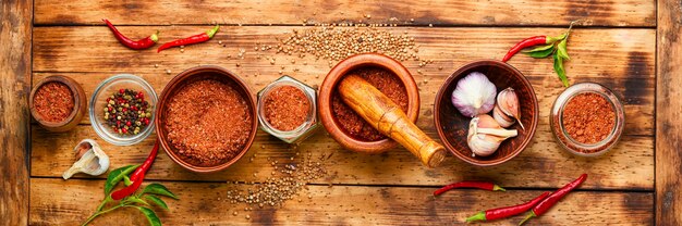 Spice or seasoning dry adjika,ingredients for adjika.