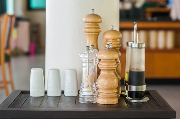 Spice seasoning package on the restaurant table