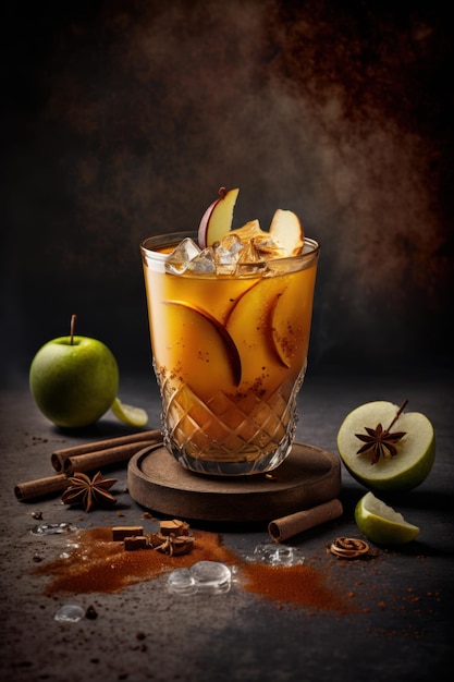 Spiced apple drink with sliced apple garnish Illustrator AI Generative