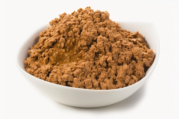 Spiced ground pork displayed on a white background