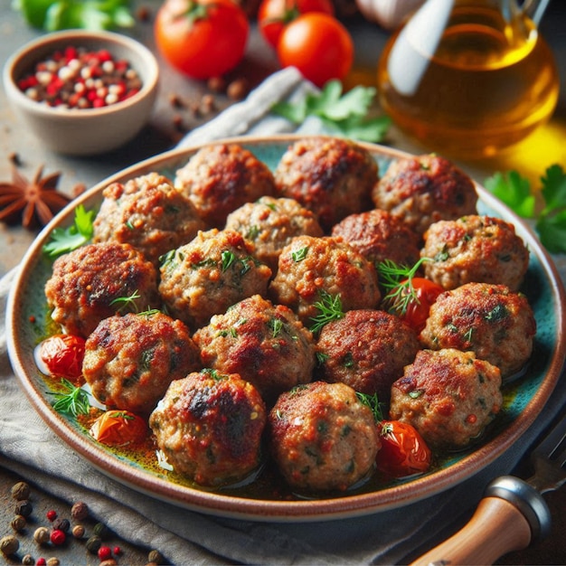 Spiced kofte meatballs with fresh herbs