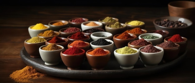 Spices on black background