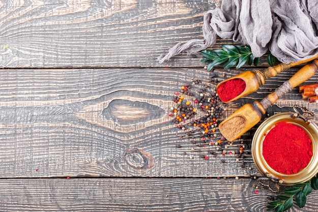 Spices for cooking, on an old surface