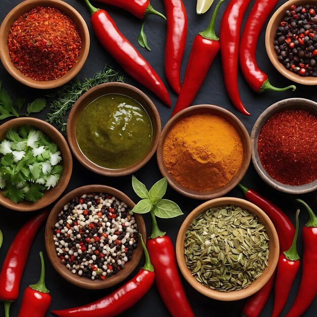 Photo spices and flavors of mexican cuisine