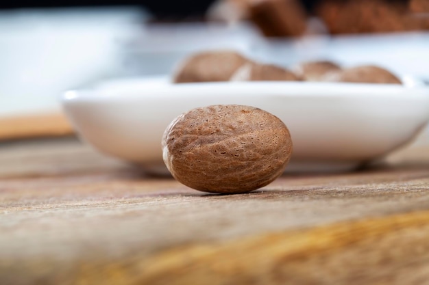 Spices nutmeg used in the preparation of meat products