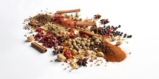 Spices on a white background including one that says'spice '