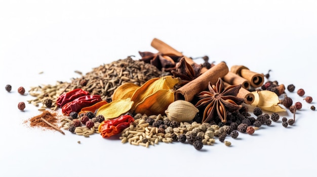 Spices on a white background with one that says'spice '