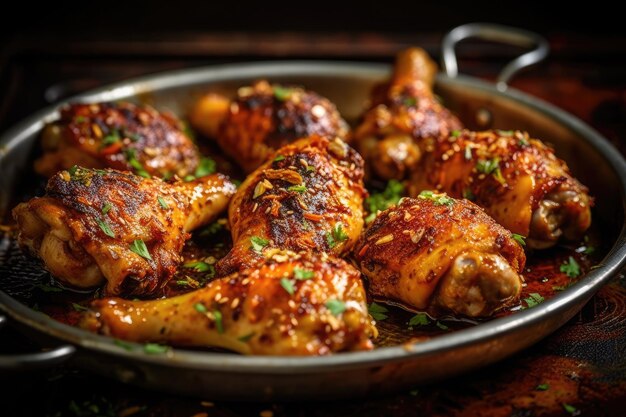 Spicey chicken drumsticks with herbs recipe intricately detailed AI Generated