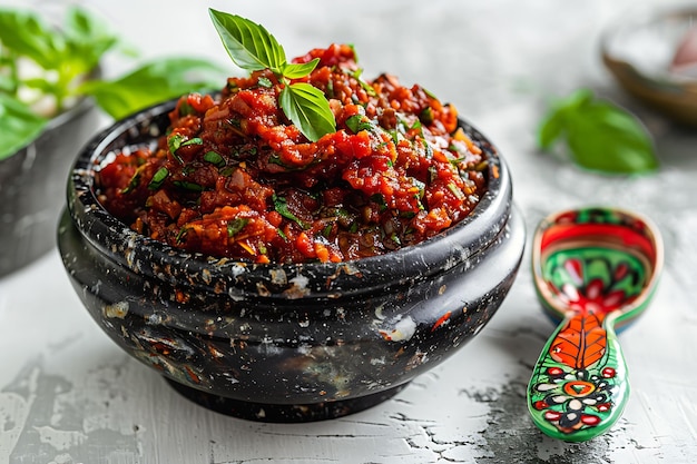 Spicy Ajika Georgian Chili Paste with Fresh Basil