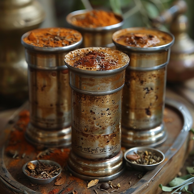 Spicy and aromatic Indian filter coffee in a stainless steel tumbler