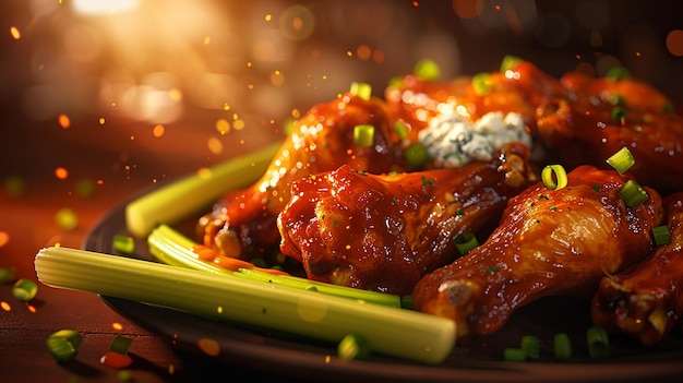 Spicy Buffalo Wings Perfect Pairing with Crunchy Celery