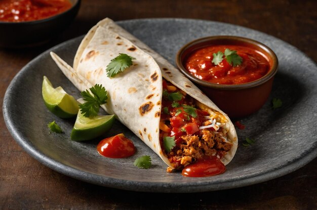 Spicy Burrito with Red Salsa for Hot Sauce Brands