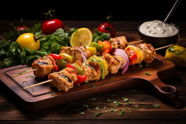 Photo spicy cajun chicken kebabs