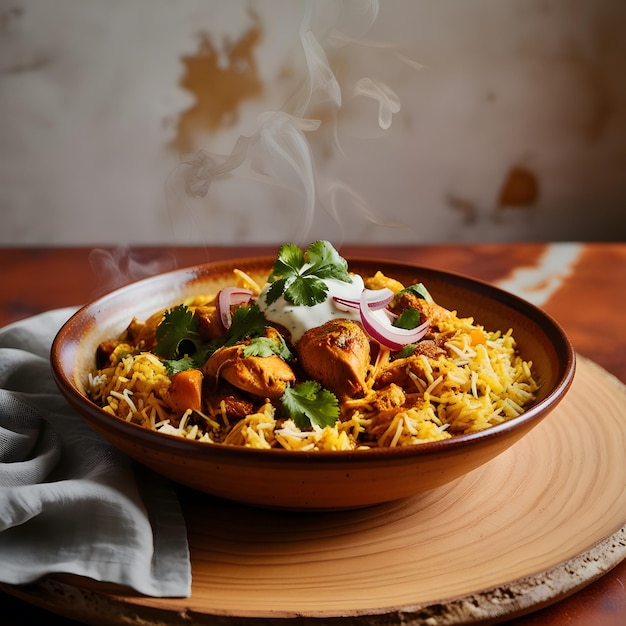 Spicy chicken biryani food graphy