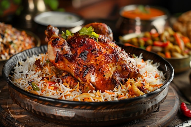 Spicy chicken biryani generated by AI