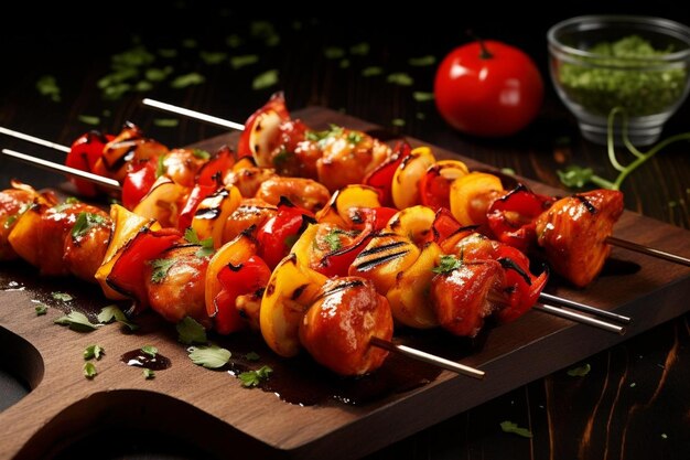 Photo spicy chicken kebabs with cilantro