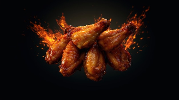 Spicy Chicken Wings with Fire Effect