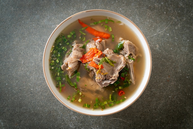 Spicy Chopped Pork Backbone Soup or Spicy Leng Soup - Asian food style