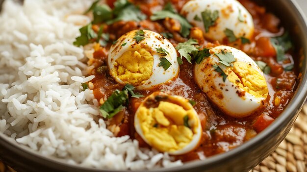 Spicy Egg Curry with Basmati Rice a Delicious Indian Meal