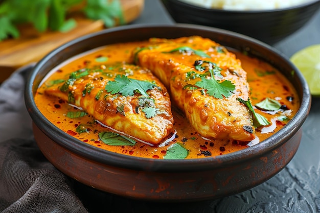 Spicy fish curries with coconut milk from india and sri lanka