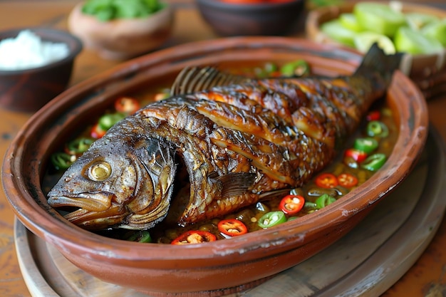 Spicy fish curry ready to serve