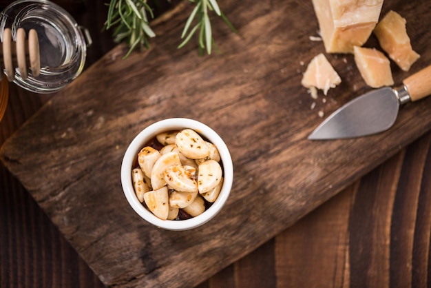 Spicy garlic cloves in bowlspanish tapa bar food