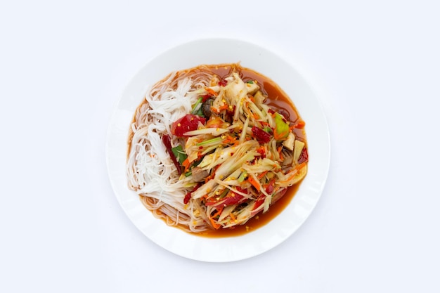 Spicy green papaya salad with vermicelli