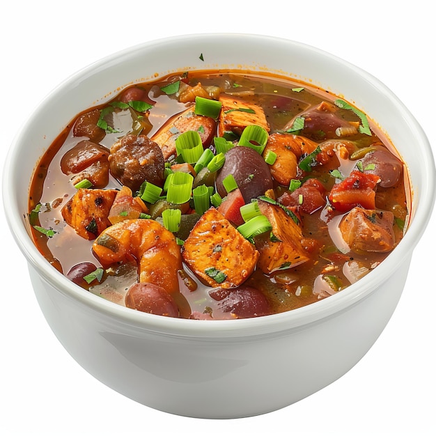 Spicy Gumbo isolated on white background