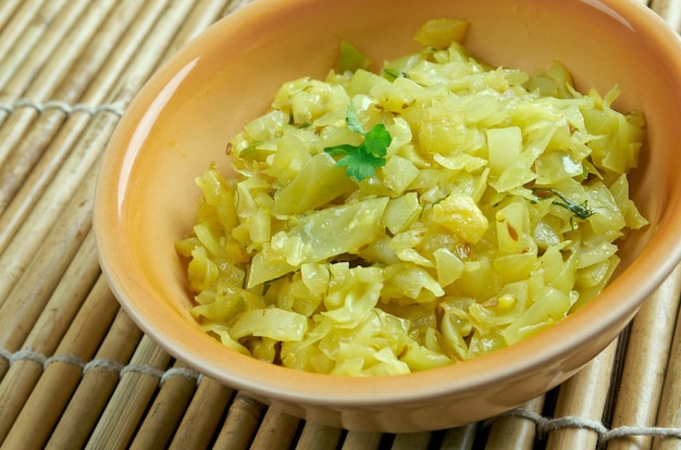 Spicy indian vegetarian cabbage thoran. Ke