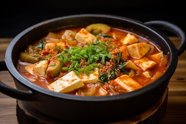 Spicy Kimchi Stew with Tofu and Veggies Generated By Ai