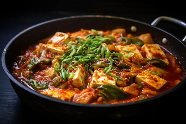 Spicy Kimchi Stew with Tofu and Veggies Generated By Ai