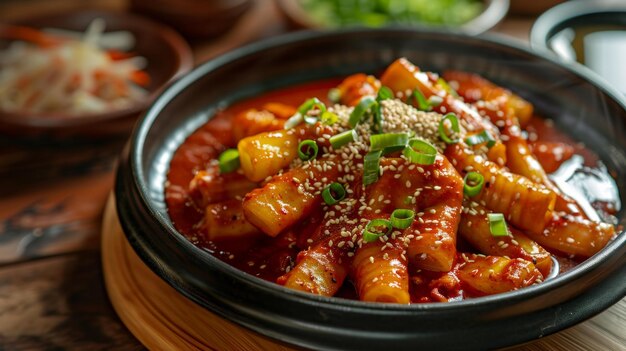 Photo spicy korean tteokbokki generative ai