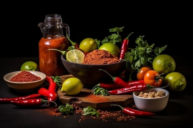 Spicy michelada drink arrangement on the table