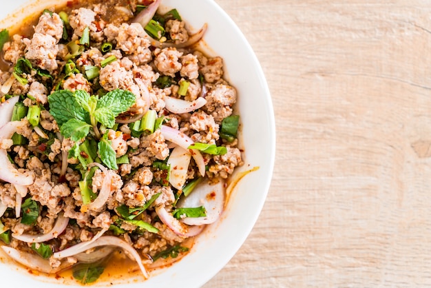 spicy mince pork (Larb - Traditional Thai Food)