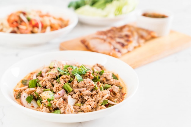 spicy mince pork (Larb - Traditional Thai Food)