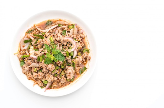 spicy mince pork (Larb - Traditional Thai Food)