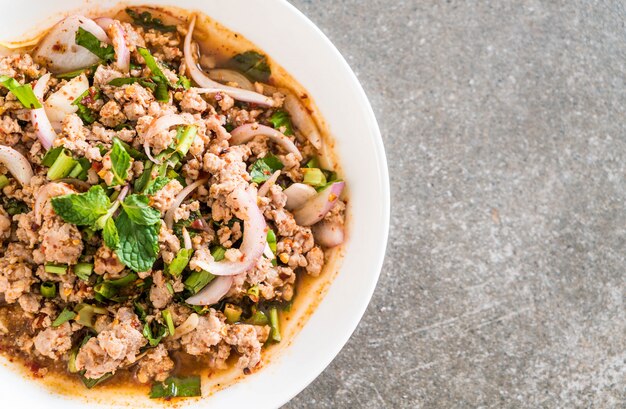 spicy mince pork (Larb - Traditional Thai Food)