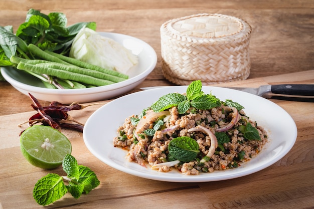 Spicy Minced Pork Salad  (Larb Moo) Thai food