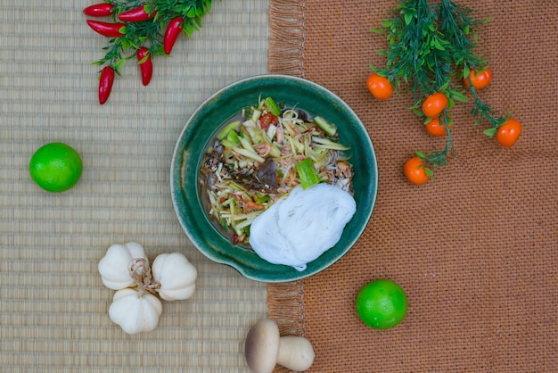 spicy papaya salad  - thai food