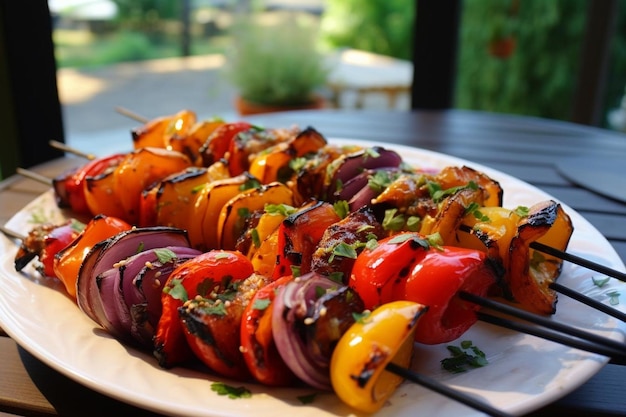 Photo spicy pepper and onion skewers