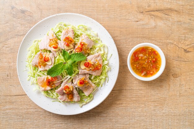 Spicy Pork Salad or Boiled Pork with Lime Garlic and Chili Sauce