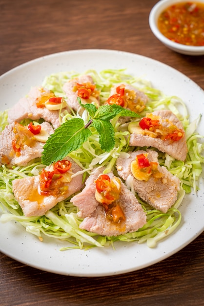 Spicy Pork Salad with Lime Garlic and Chili Sauce