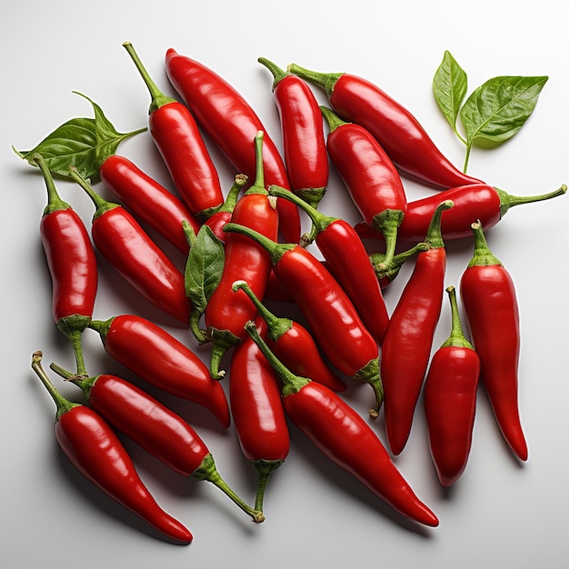 Spicy red chilies on a white background